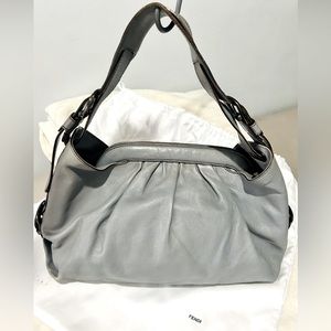 FENDI Borsa Doctor Hobo Light Gray Leather Authentic Bag
